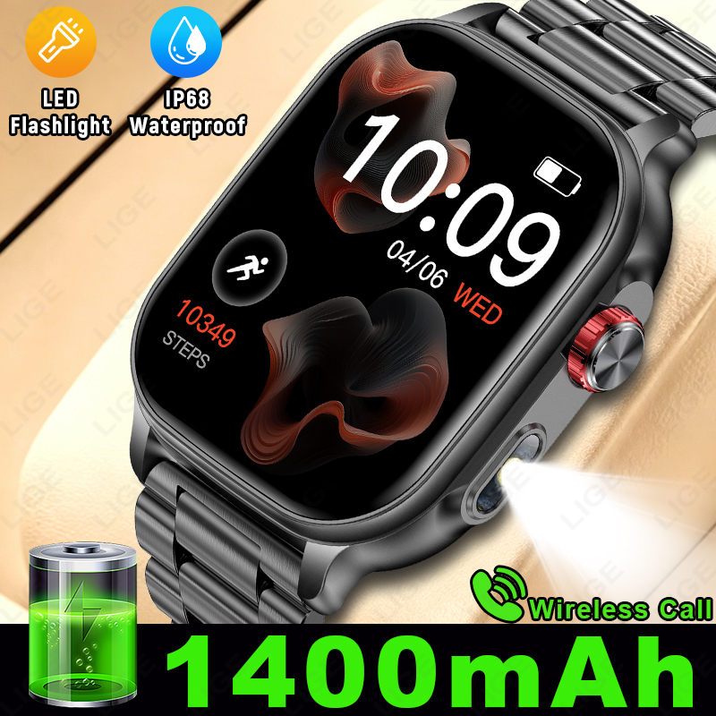 Smartwatch Military Watches For Men - LIGE 새로운 1400mAh 대용량 배터리 스마트
