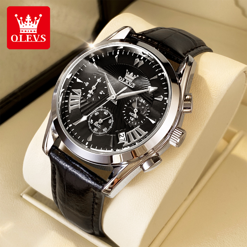 Analog Quartz Watch - OLEVS 캐주얼 패션 남성용 시계 문페이즈