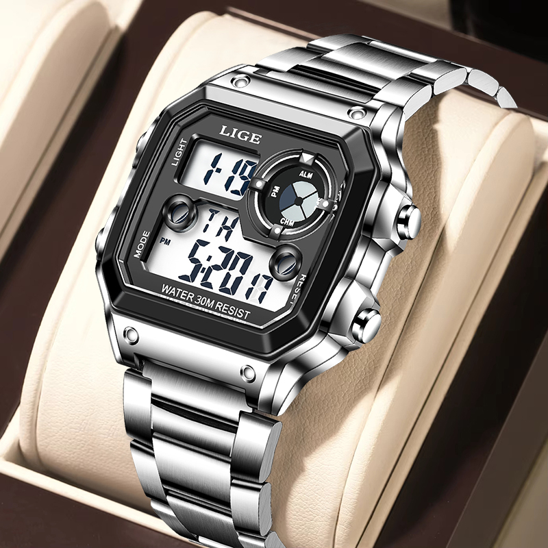 Analog Quartz Watch - LIGE 패션 캐주얼 전자 남성용 시계