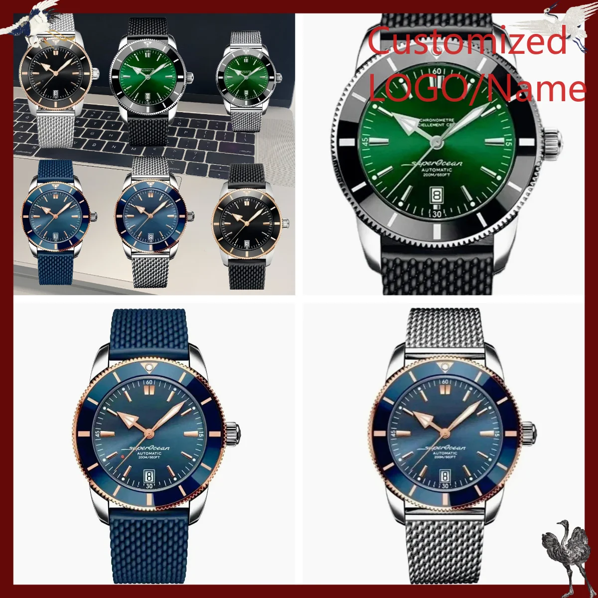 Analog Quartz Watch - A1212 스토어 맞춤형 시계 46mm 남성용