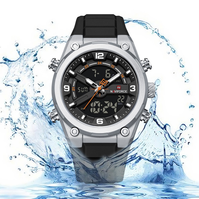 Analog Quartz Watch - NAVIFORCE 남성용 시계 듀얼 디스플레이 요일