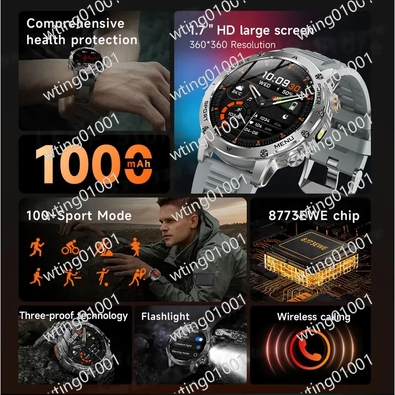 AK87 스마트워치 아웃도어 손전등 블루투스 통화 10 - Smartwatch Watches With Bluetooth 리뷰 및 가격