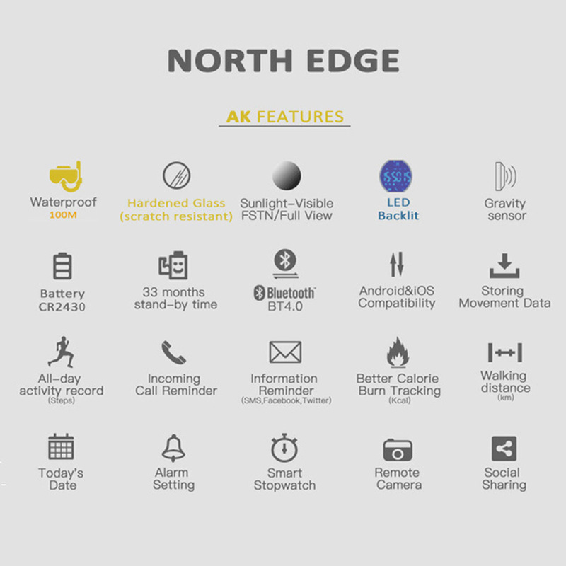 NORTH EDGE AK 100M 방수 야외 스포츠 스 - Smartwatch Watches With Bluetooth 리뷰 및 가격