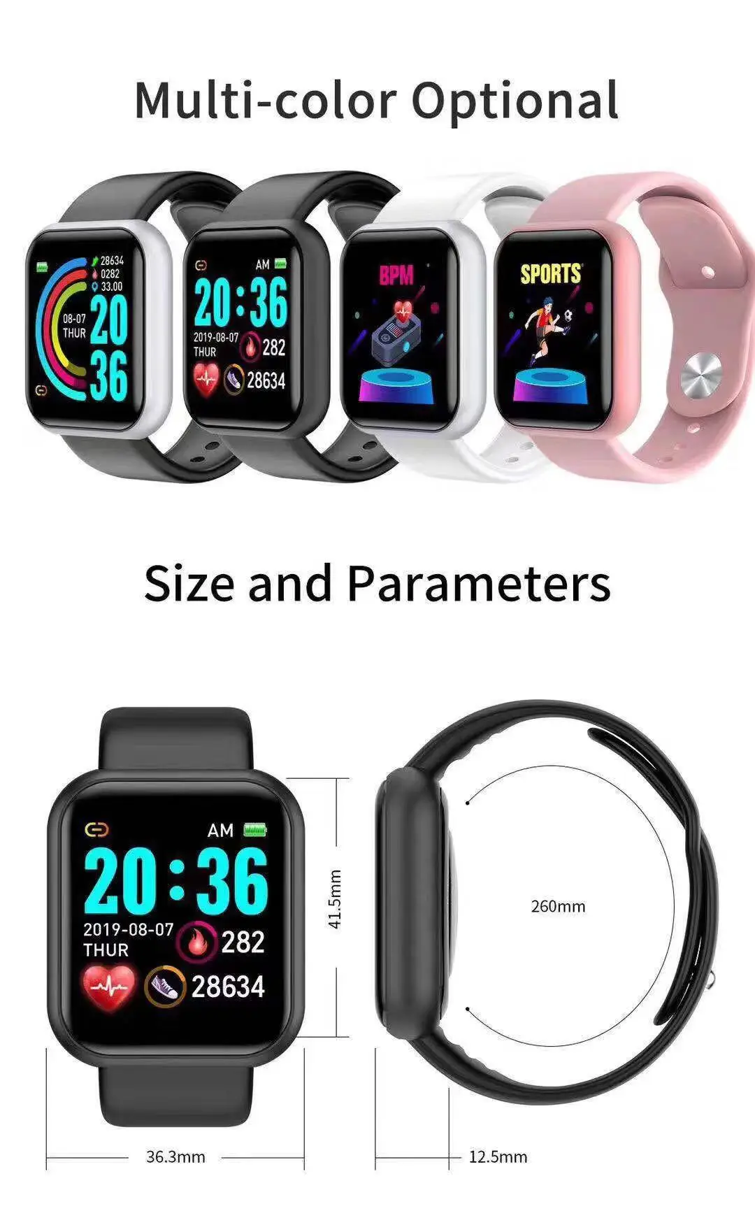 D20 Pro 스마트워치 남성용 Y68 스마트워치, 심 - Watch Smartwatch Android 리뷰 및 가격