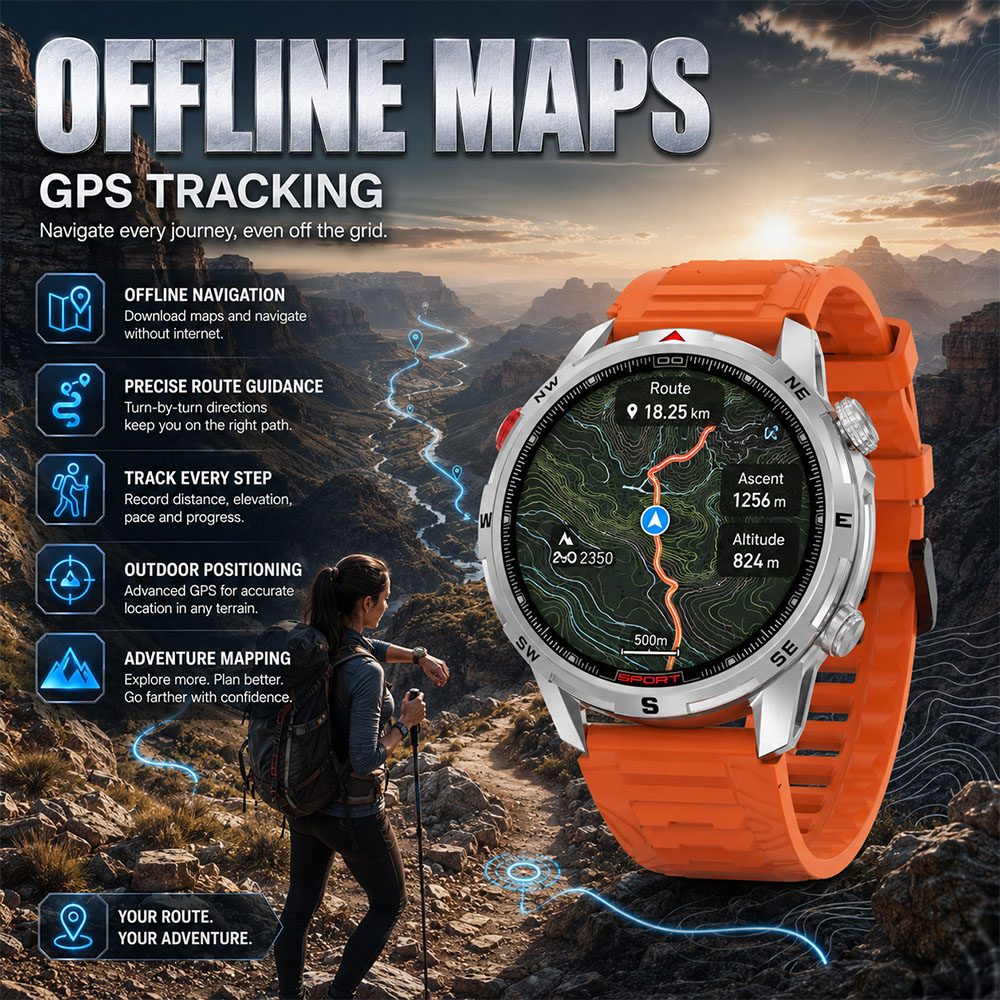 새로운 밀리터리 5ATM 방수 스마트워치 내장 2GB  - Smartwatch Military Watches For Men 리뷰 및 가격