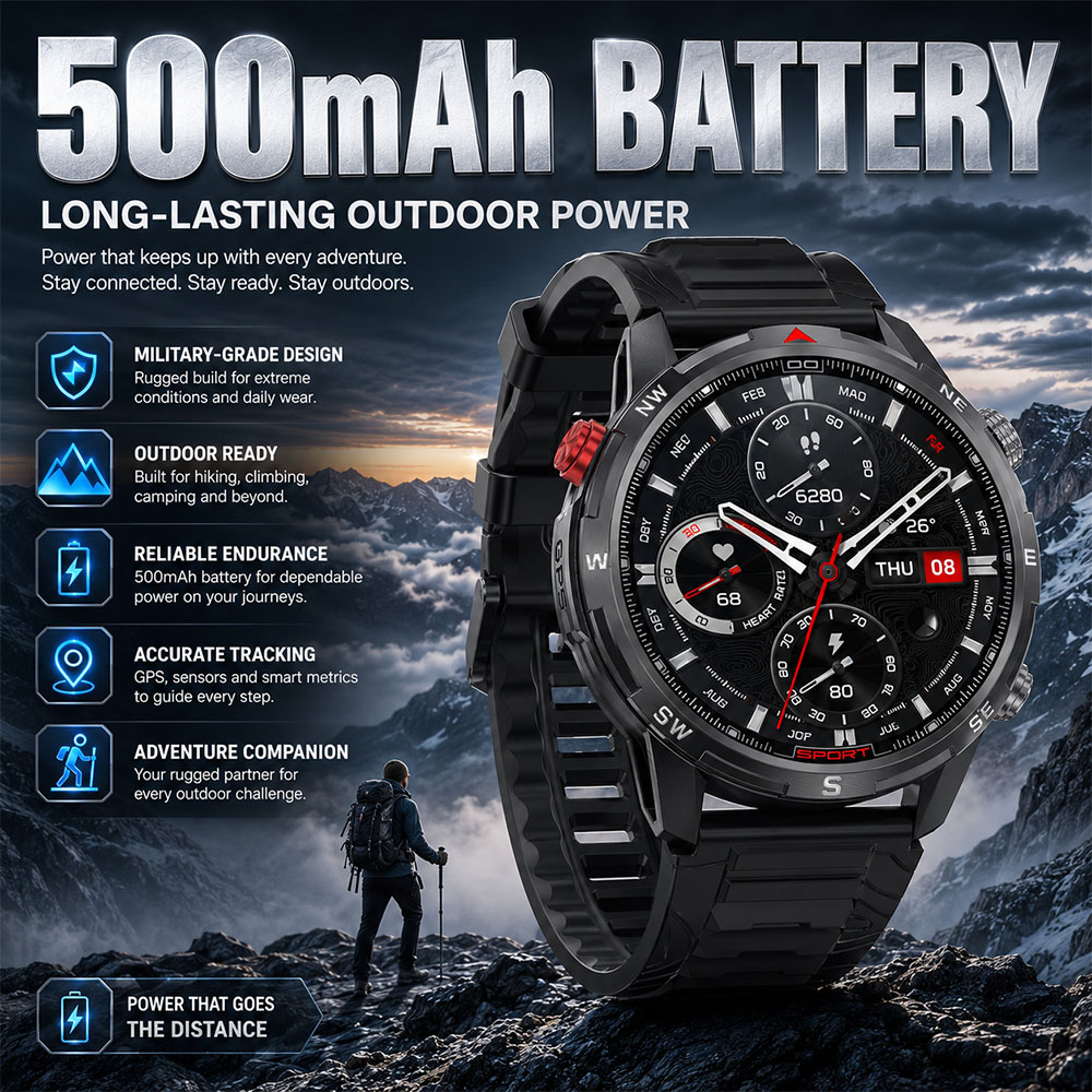새로운 밀리터리 5ATM 방수 스마트워치 내장 2GB  - Smartwatch Military Watches For Men 리뷰 및 가격