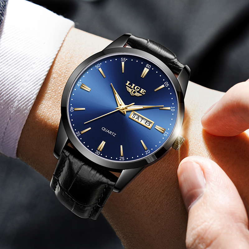 LIGE 남자 시계 패션 가죽 스트랩 남자 시계 군사  - Smartwatch Military Watches For Men 리뷰 및 가격