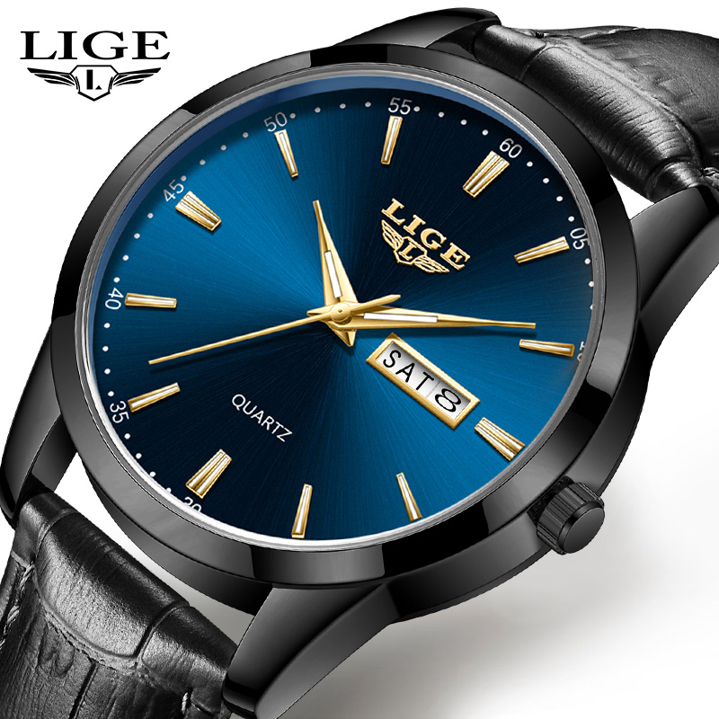 LIGE 남자 시계 패션 가죽 스트랩 남자 시계 군사  - Smartwatch Military Watches For Men 리뷰 및 가격