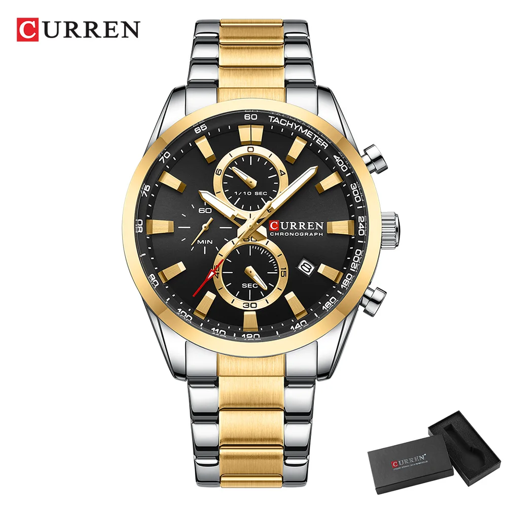 CURREN 캐주얼 쿼츠 크로노 스포츠 시계 남성용 브 - Analog Quartz Watch 리뷰 및 가격