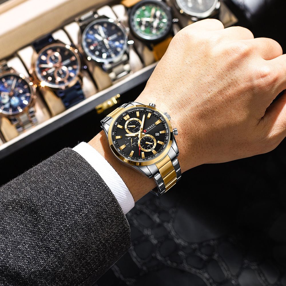 CURREN 캐주얼 쿼츠 크로노 스포츠 시계 남성용 브 - Analog Quartz Watch 리뷰 및 가격