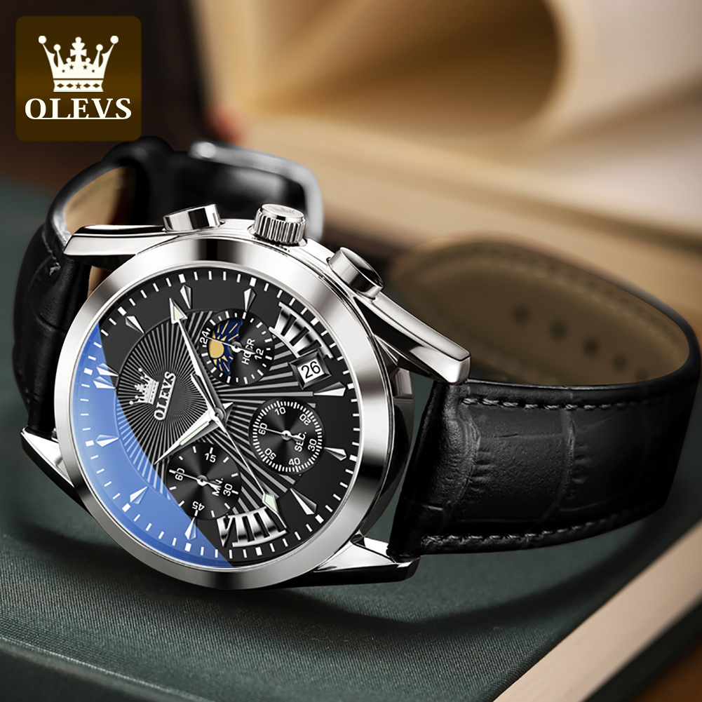 OLEVS 캐주얼 패션 남성용 시계 문페이즈 크로노그래 - Analog Quartz Watch 리뷰 및 가격
