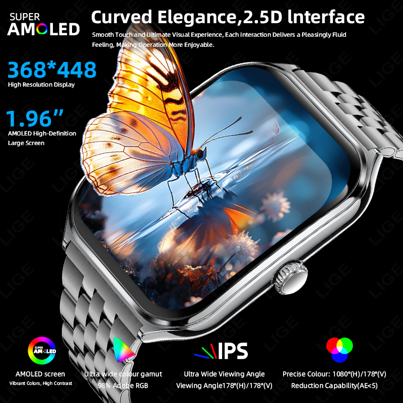 LIGE 패션 울트라슬림 AMOLED 스마트워치 1.9 - Smartwatch Slim Watches For Men 리뷰 및 가격