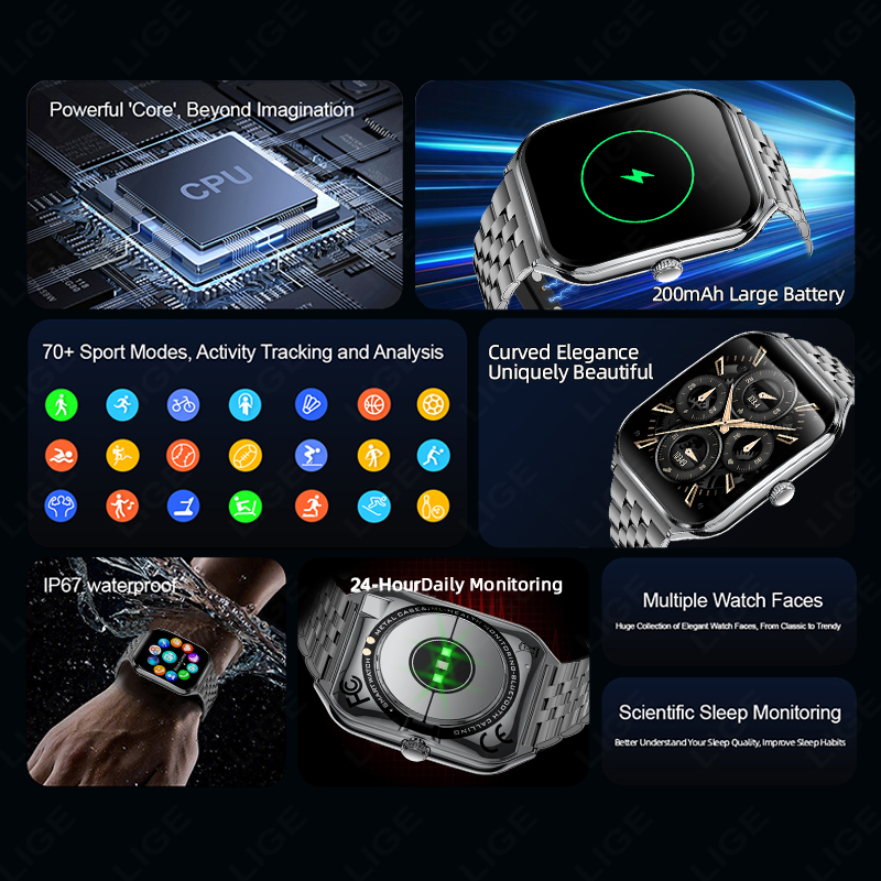 LIGE 패션 울트라슬림 AMOLED 스마트워치 1.9 - Smartwatch Slim Watches For Men 리뷰 및 가격