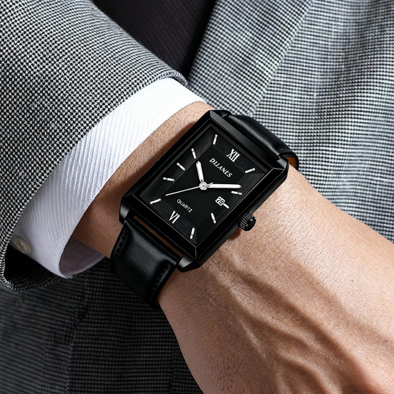 캐주얼 가죽 남성용 시계 패션 스퀘어 쿼츠 시계 남성용 - Smartwatch Casual Watches For Men 리뷰 및 가격