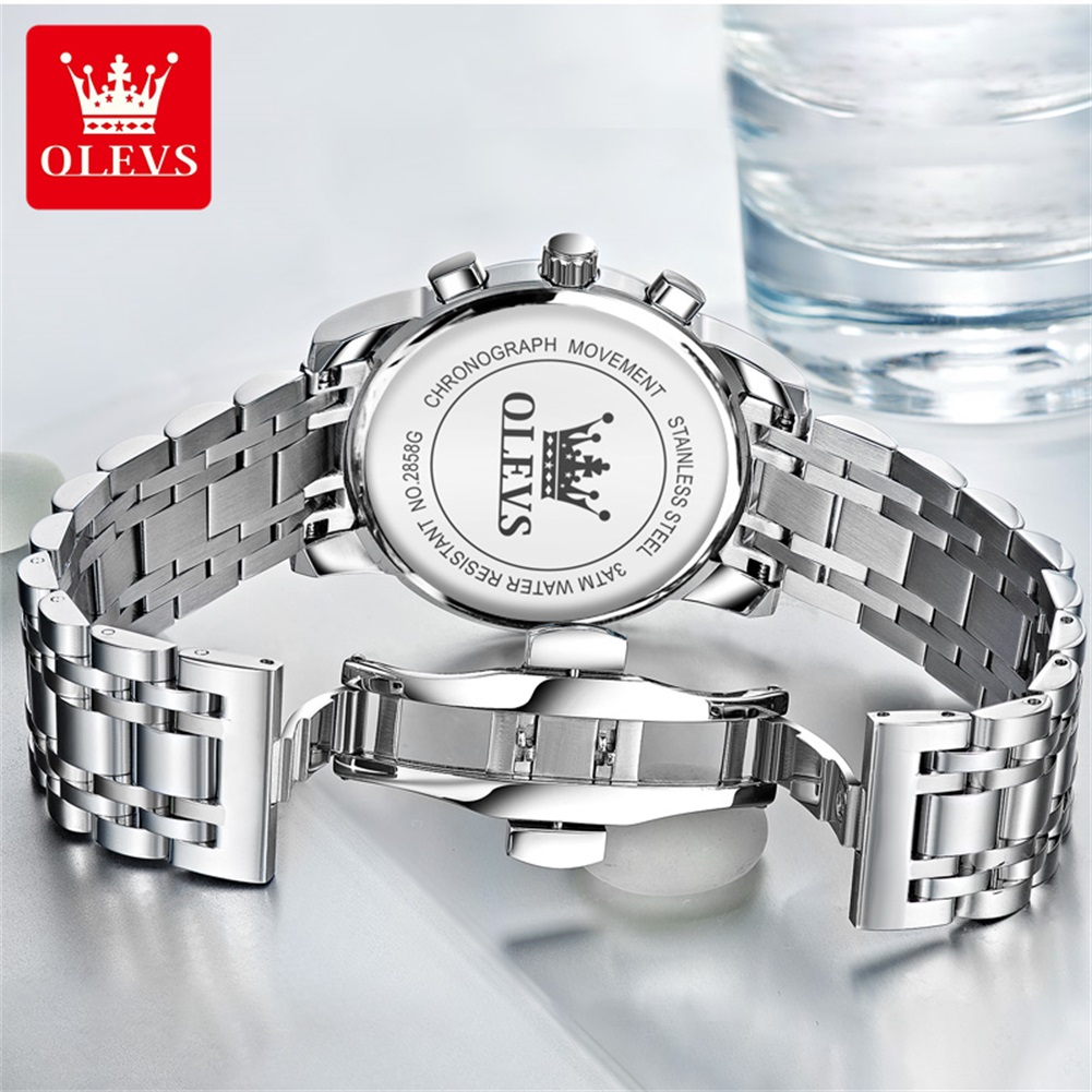 OLEVS 인기 남성용 시계 스테인레스 스틸 블랙 문  - Analog Quartz Watch 리뷰 및 가격