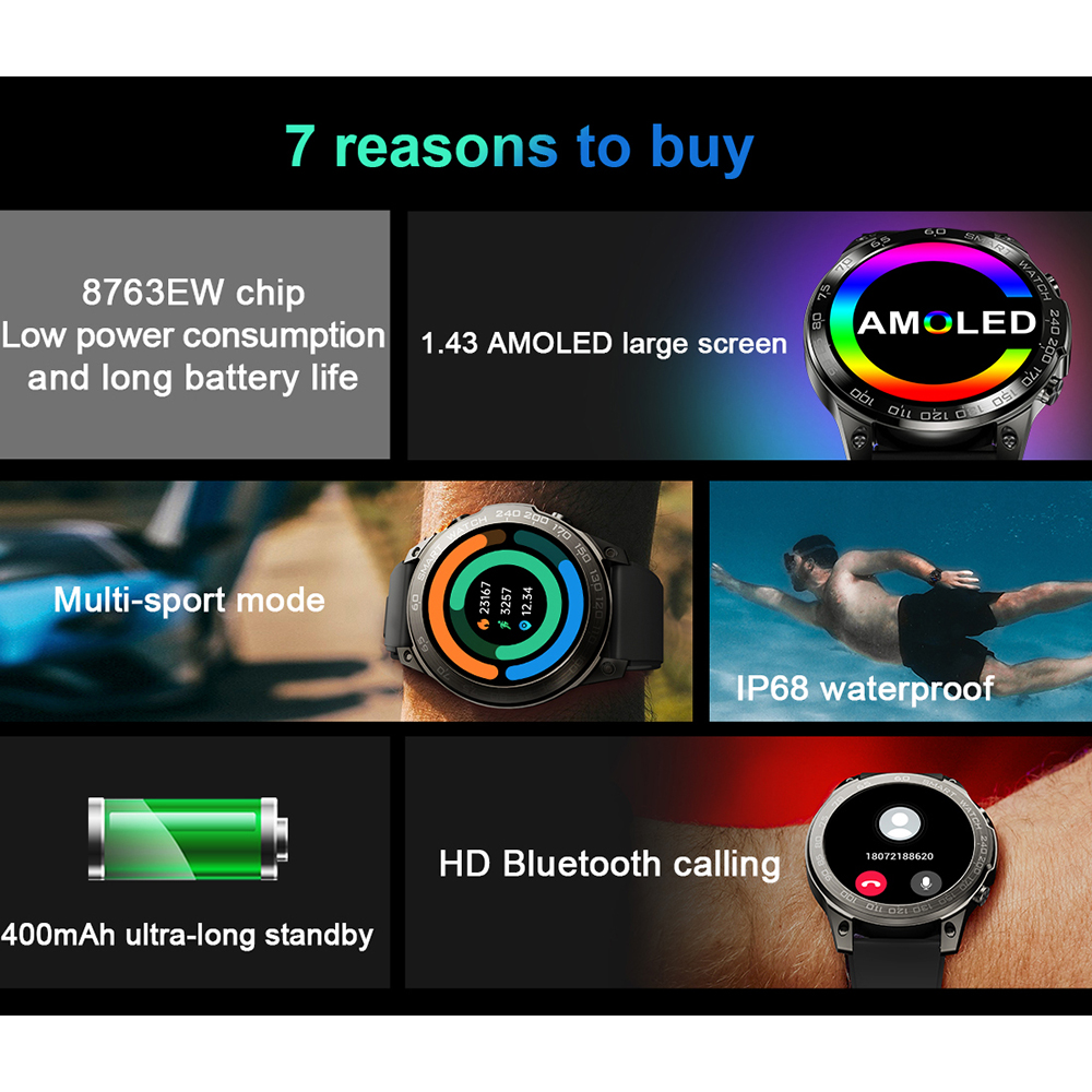 남성용 NFC AMOLED 스마트 워치 400mAh 배 - Smartwatch Watches With Bluetooth 리뷰 및 가격