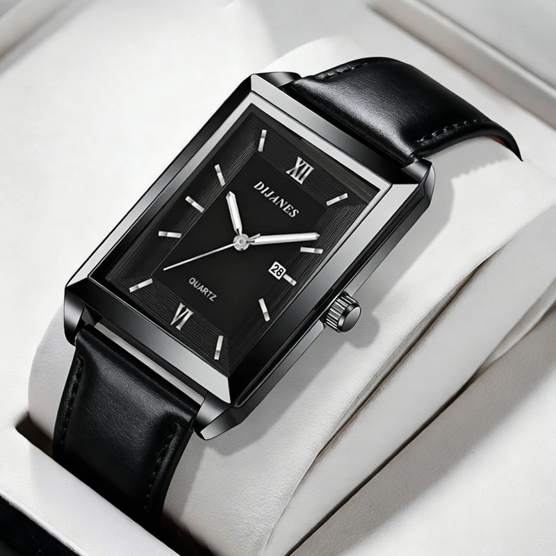 캐주얼 가죽 남성 시계 간단한 사각형 쿼츠 시계 달력  - Smartwatch Casual Watches For Men 리뷰 및 가격