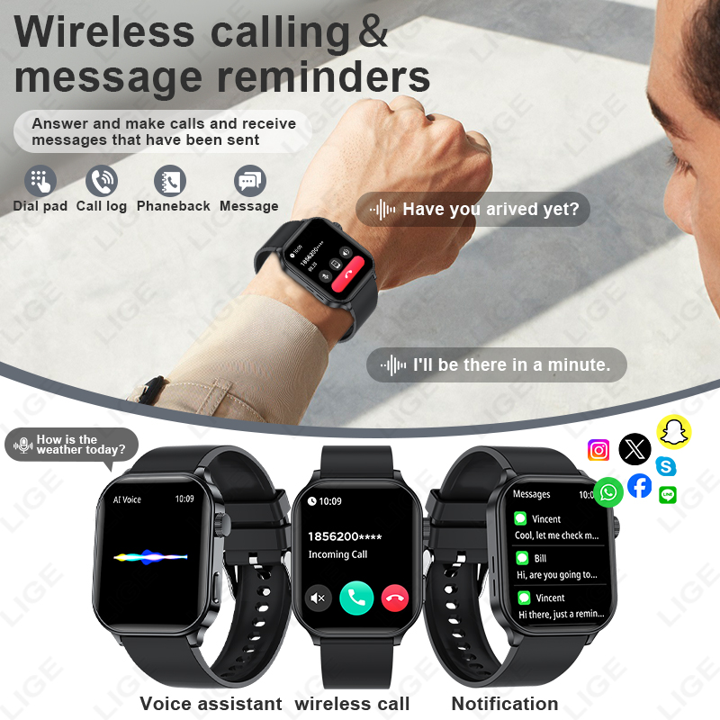 LIGE 오리지널 브랜드 스마트 시계 블루투스 통화 스 - Smartwatch Branded Watches For Women 리뷰 및 가격